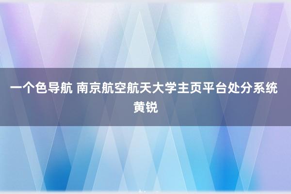 一个色导航 南京航空航天大学主页平台处分系统 黄锐