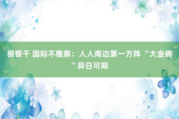 狠狠干 国际不雅察：人人南边第一方阵 “大金砖”异日可期