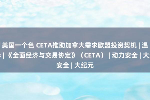 美国一个色 CETA推助加拿大需求欧盟投资契机 | 温哥华 | 《全面经济与交易协定》（CETA） | 动力安全 | 大纪元